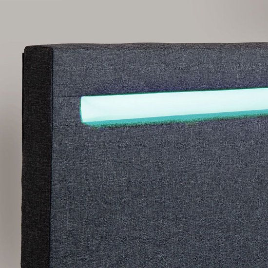 Lit rembourré Verona - 90 x 200 cm - Gris - Eclairage LED