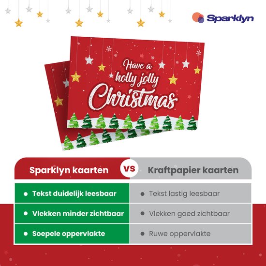 Sparklyn 30x Luxury Double-Sided Christmas Cards with Envelopes Sets - Blank - 15x10 cm - Christmas Cards 2023 - Modern