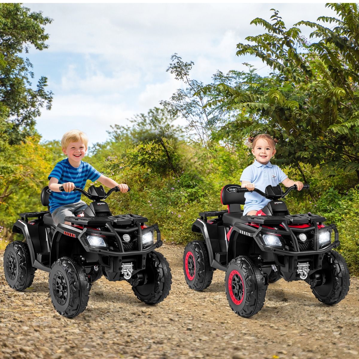 Quad électrique pour enfants Coast - 2 places - 4 moteurs - noir