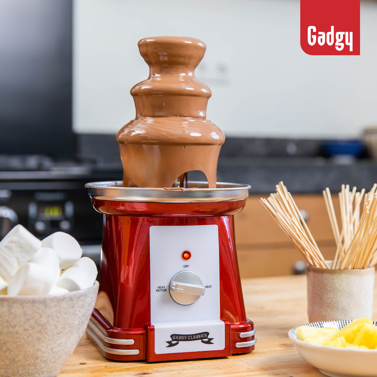 Gadgy - Fontaine à chocolat - Fondue au chocolat - Nettoyage facile - 90 Watt - Rouge