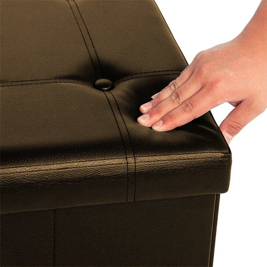 Banc Casaria avec rangement - 80x40x40cm 100L Faux cuir - Marron