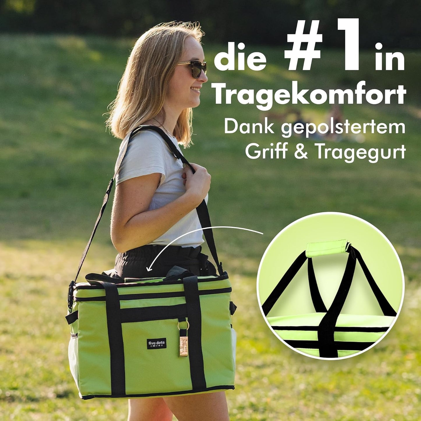 Sac isotherme Five Dots - Capacité 30L - Imperméable - 26 x 41 x 31 cm - Vert