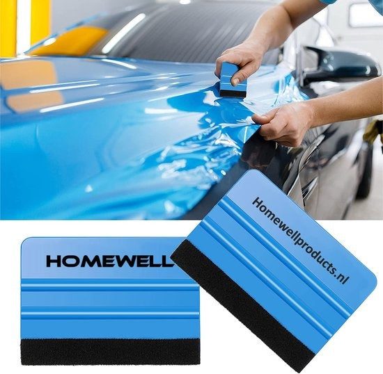 Homewell® Rakel avec feutre - Raclette en caoutchouc - (pour film de fenêtre, film de voiture, film adhésif, emballage de cuisine) 10x7.5cm