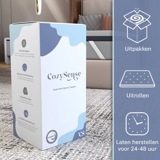CozySense® DualFeel Topper Mattress 90x200 - Sur-matelas - Sur-matelas - Avec face chaude et face froide - CertiPUR® - Fermeté moyenne - 7.5 cm - Housse lavable