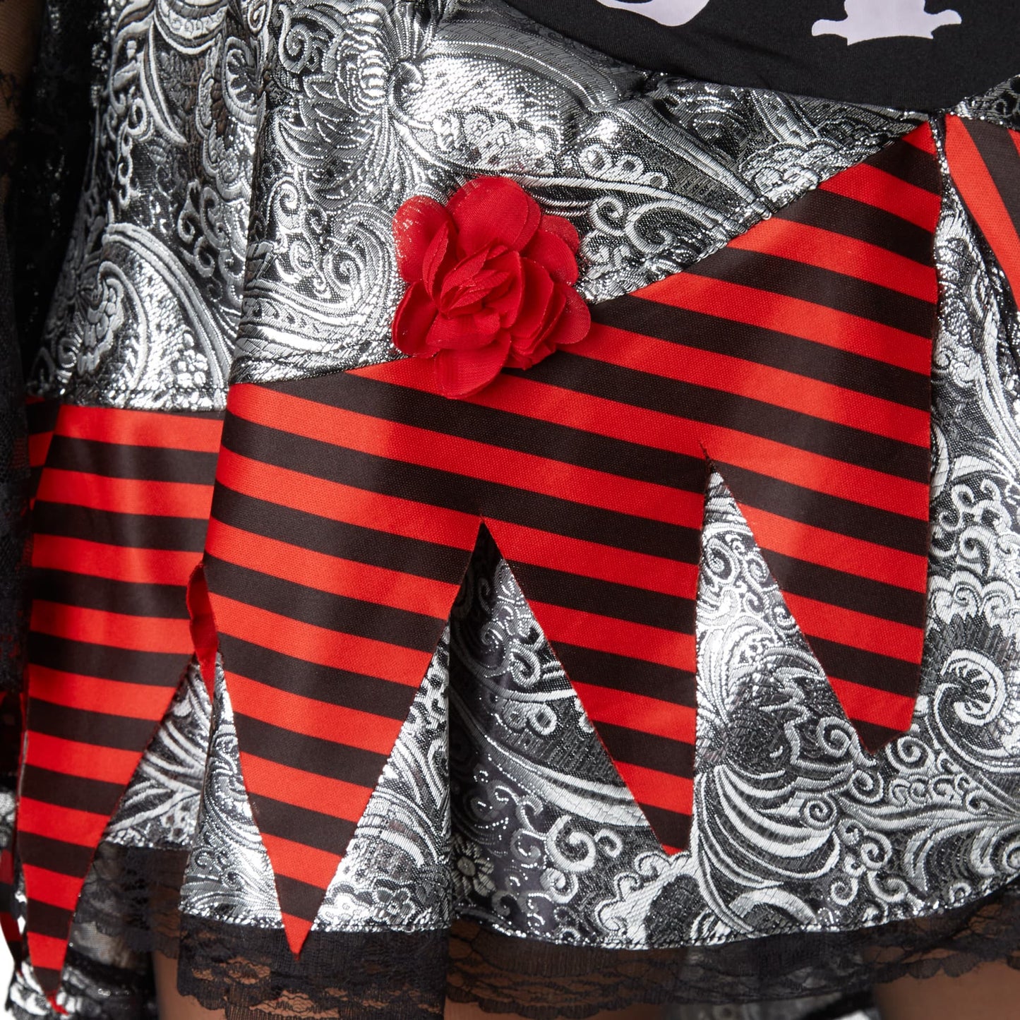 TecTake Halloween Dancer Costume Ladies - L - Red - Robe avec imprimé squelette, dentelle et serre-tête