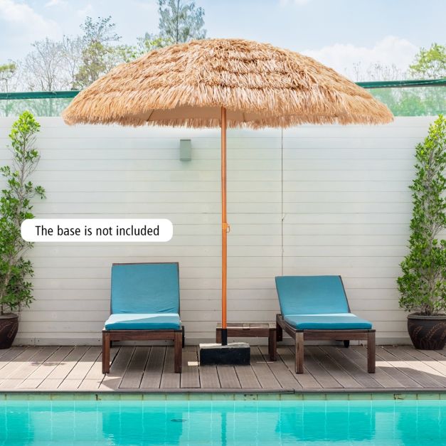 Coast Hawaiian Style Parasol en paille Ø285 cm - Design naturel avec 8 baleines en métal