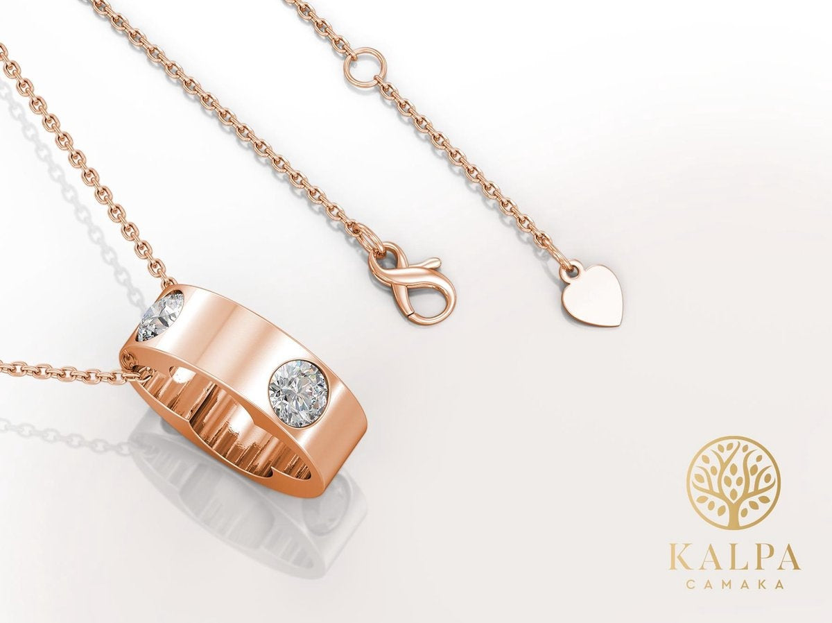 Yolora Collier femme avec pendentif - Cristaux Kalpa Camaka - couleur rose - plaqué or rose 18K - Collier femme or rose - Bijoux - Boîte cadeau de luxe - Boîte cadeau - Boîte cadeau exclusive - Bel emballage cadeau