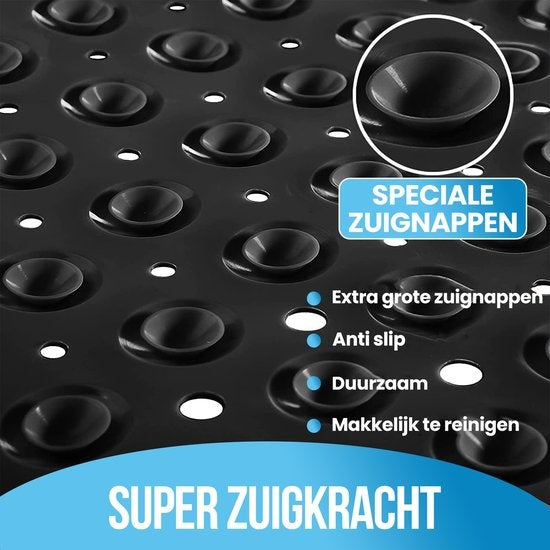 Tapis de bain Avalo / Tapis de douche antidérapant - 100x40CM - Noir - Avec ventouses - Tapis de douche antidérapant pour douche - Tapis de bain