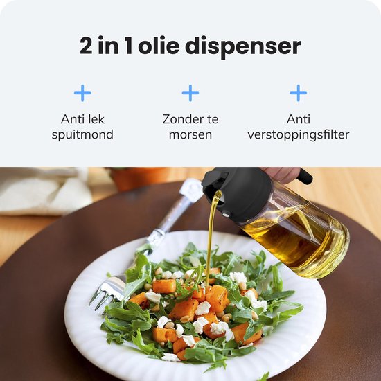 Pulvérisateur d'huile avec bec verseur - Bouteille de pulvérisation d'huile d'olive - Pulvérisateur d'huile de friture pour Cuisine - Cuisson - Accessoires BBQ - Luft