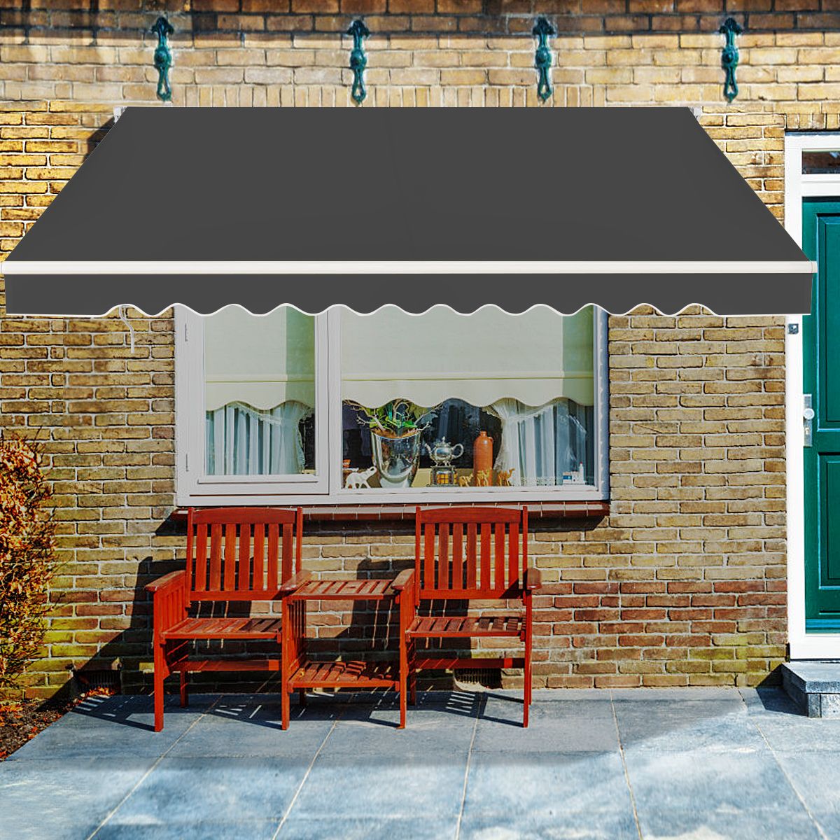 Coast 4 x 2,5 m Store de terrasse extensible Store gris avec manivelle et armature en aluminium