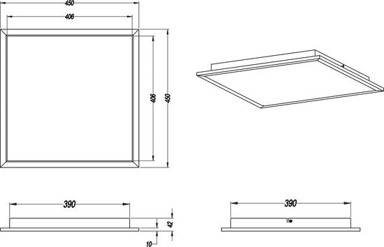 Trio leuchten - Plafonnier LED - Plafonnier - 26W - Blanc chaud 3000K - Dimmable - Carré - Noir - Aluminium