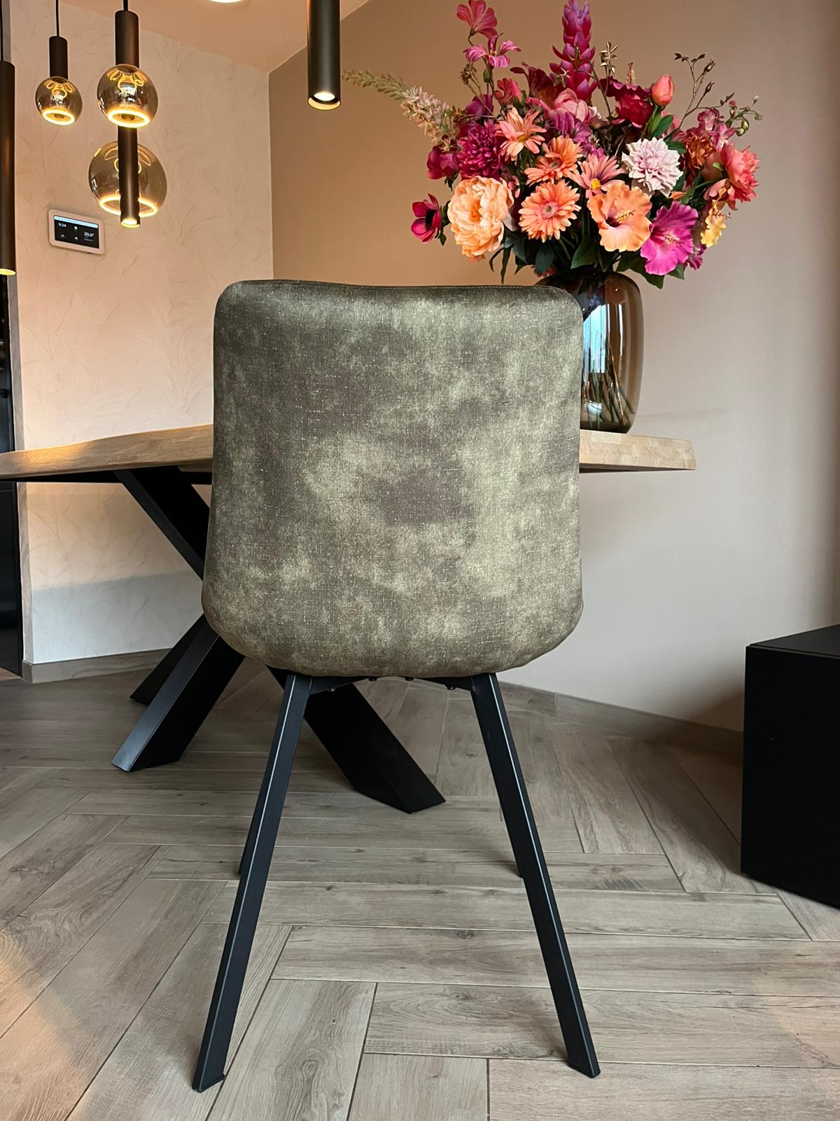 Furniture31 Riva Chairs Dining - Duopack - Luxe Velvet - Metal Frame - Green