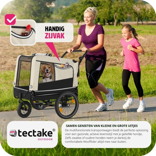 tectake® - Hondenkar WoofRider fietskar - beige - inklapbaar, tot 40 kg - hondenbuggy hondenwagen - 404945