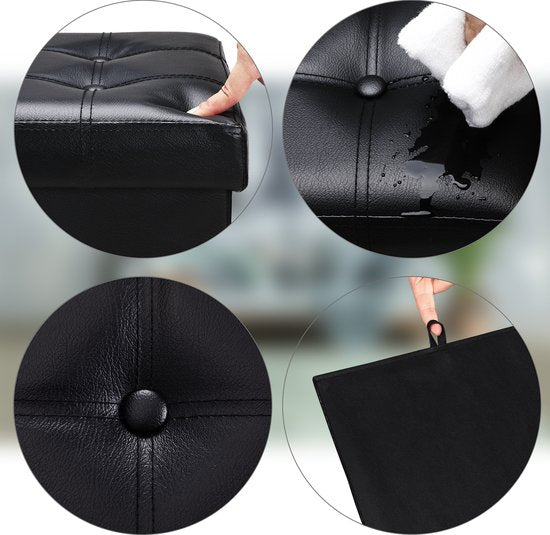 Banc de rangement Casaria - 115x40x40cm 131L Faux cuir - Noir