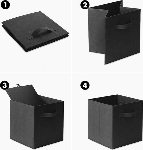 SWILIX® Panier de rangement multifonctionnel / Boîte de rangement - organiseur de placards - 6 pièces - 20 L - Noir