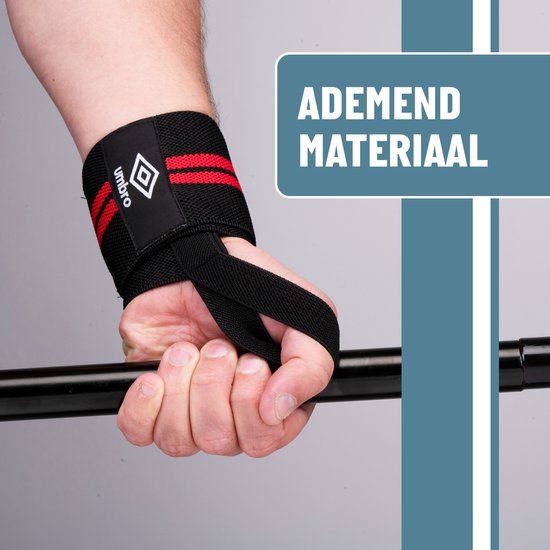 Supports de poignet Umbro - 2 pièces - Pour le fitness, le crossfit et la musculation - Rouge/Noir