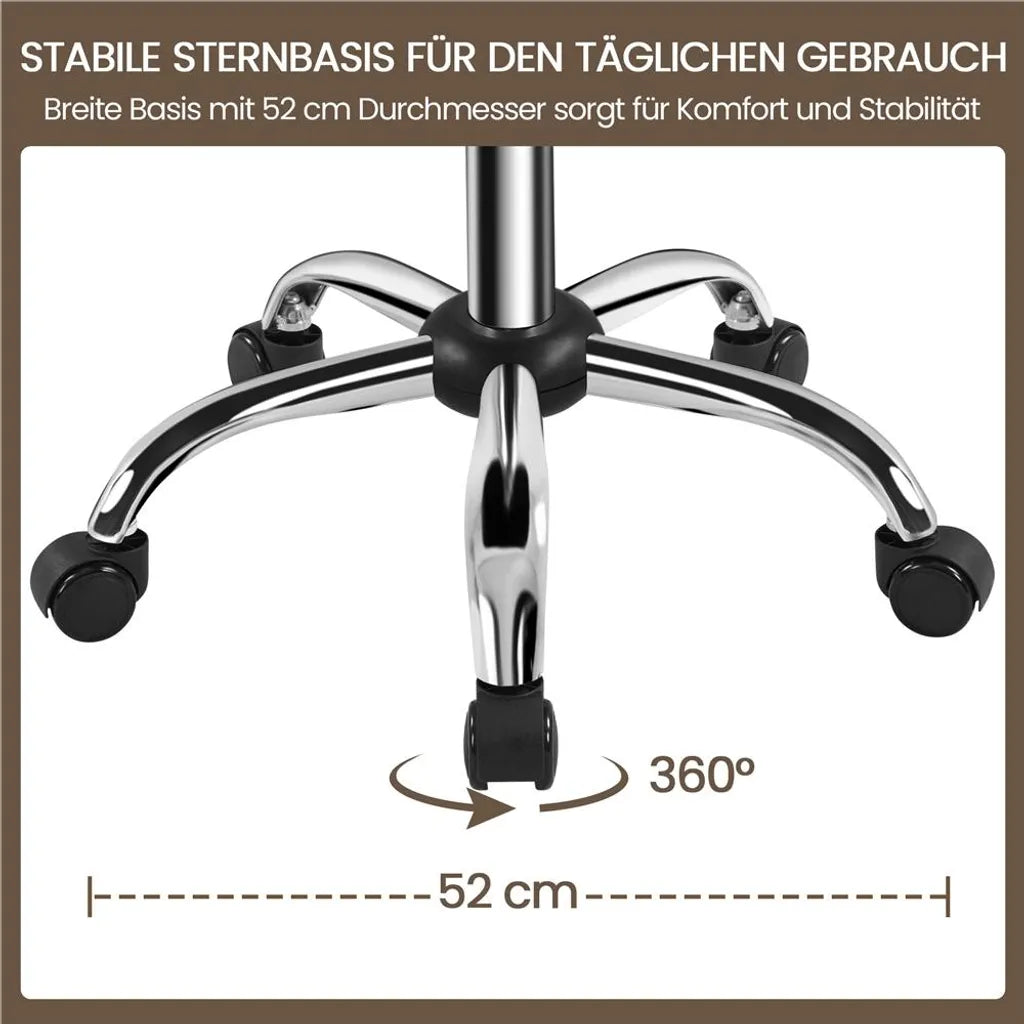 Tabouret de maquillage Yaheetech avec assise pivotante à 360° et roulettes - Blanc - 52 x 44,5 x 75,5-85 cm