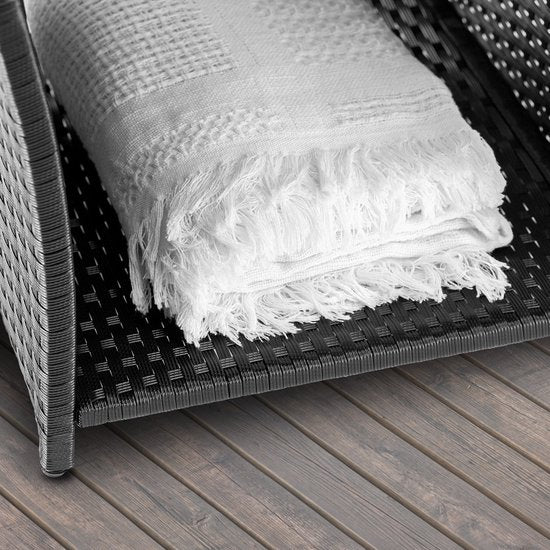 Table d'appoint Casaria Polyrattan - Plateau en WPC 45x45x40cm - Noir