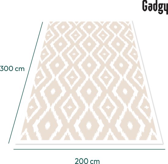 Tapis d'extérieur Gadgy XXL - Tapis d'extérieur 300x200 cm - Tapis de jardin double face - Tapis de pique-nique beige blanc - Tapis d'extérieur