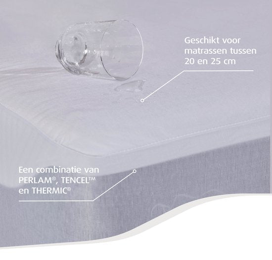 Protège-matelas - 160 x 210 x 25 cm - Imperméable - Rafraîchissant - Anti-acariens - Anti-allergique - TENCEL rafraîchissant
