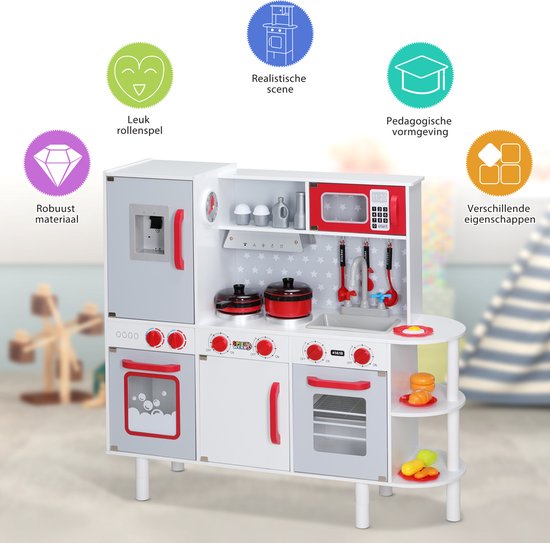 Spielwerk Wooden Play Kitchen Junior Chef - Réaliste interactif - 38 pièces