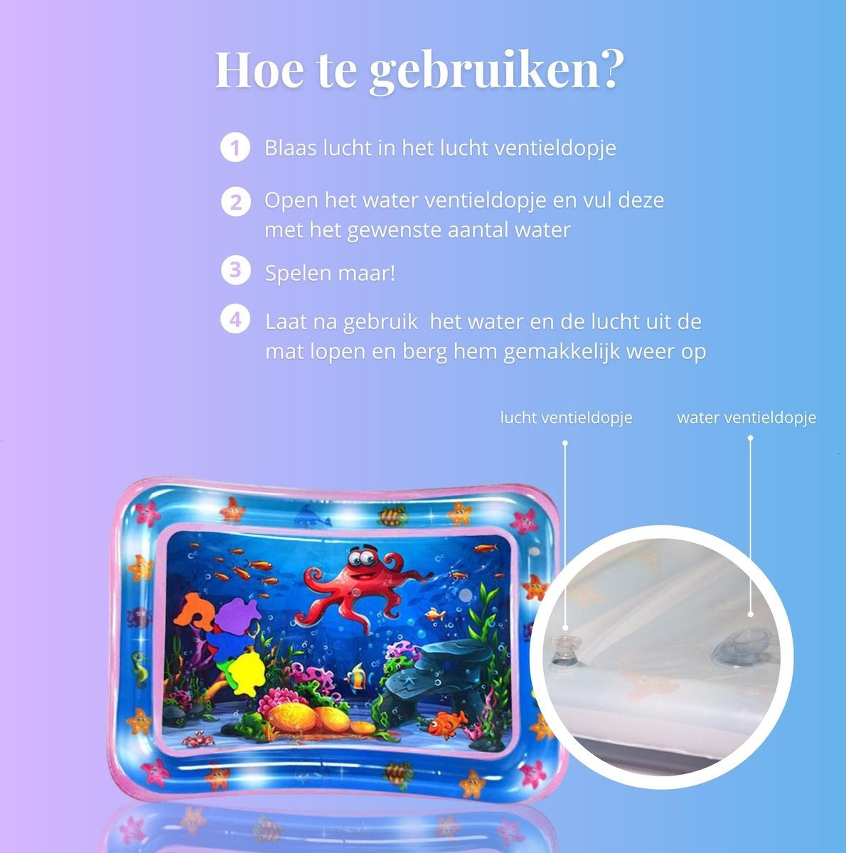 Tapis d'eau - Tapis d'eau - Tapis de jeu - Gonflable - Tummy Time - Jouet pour bébé 0 an - Cadeau pour nouveau-né - Rose