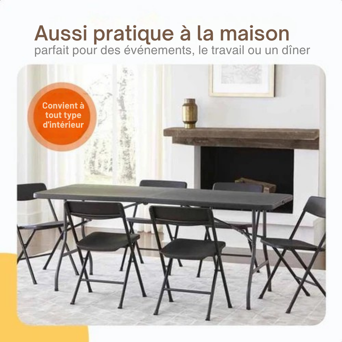 Table pliante - Goliving - Table de camping - Table d'extérieur / intérieur - Résiste aux intempéries - 180 x 70 x 74 cm - Noir