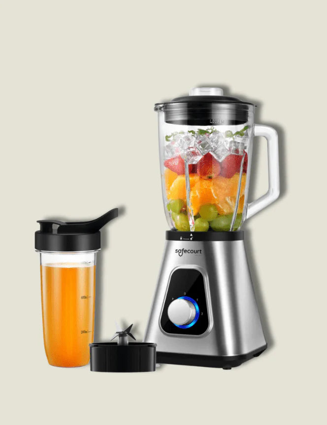 Safecourt Kitchen : gobelet supplémentaire pour mixeur BL200 – Compatibilité universelle, maniabilité optimale et bouchon à fermeture hermétique – Idéal pour le sport et les déplacements – Plastique transparent – Taille 1
