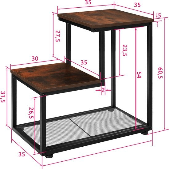 tectake® - Table d'appoint Halifax - table basse - industriel foncé - 404271