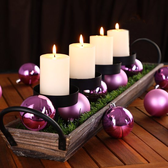 Set de 54 boules de Noël Casaria - plastique mat brillant Ø 3 4 6 cm Rose