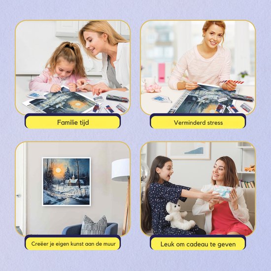Rubye® Peinture au diamant - Peinture au diamant adultes - Peinture au diamant enfants - Package peinture au diamant complet - Maison d'hiver -30x30cm