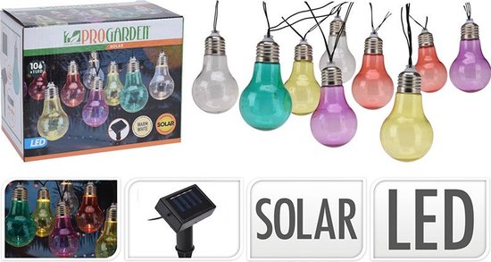 Éclairage de fête extérieur solaire avec 10 lumières colorées, guirlande lumineuse de 2 mètres - Éclairage extérieur solaire LED