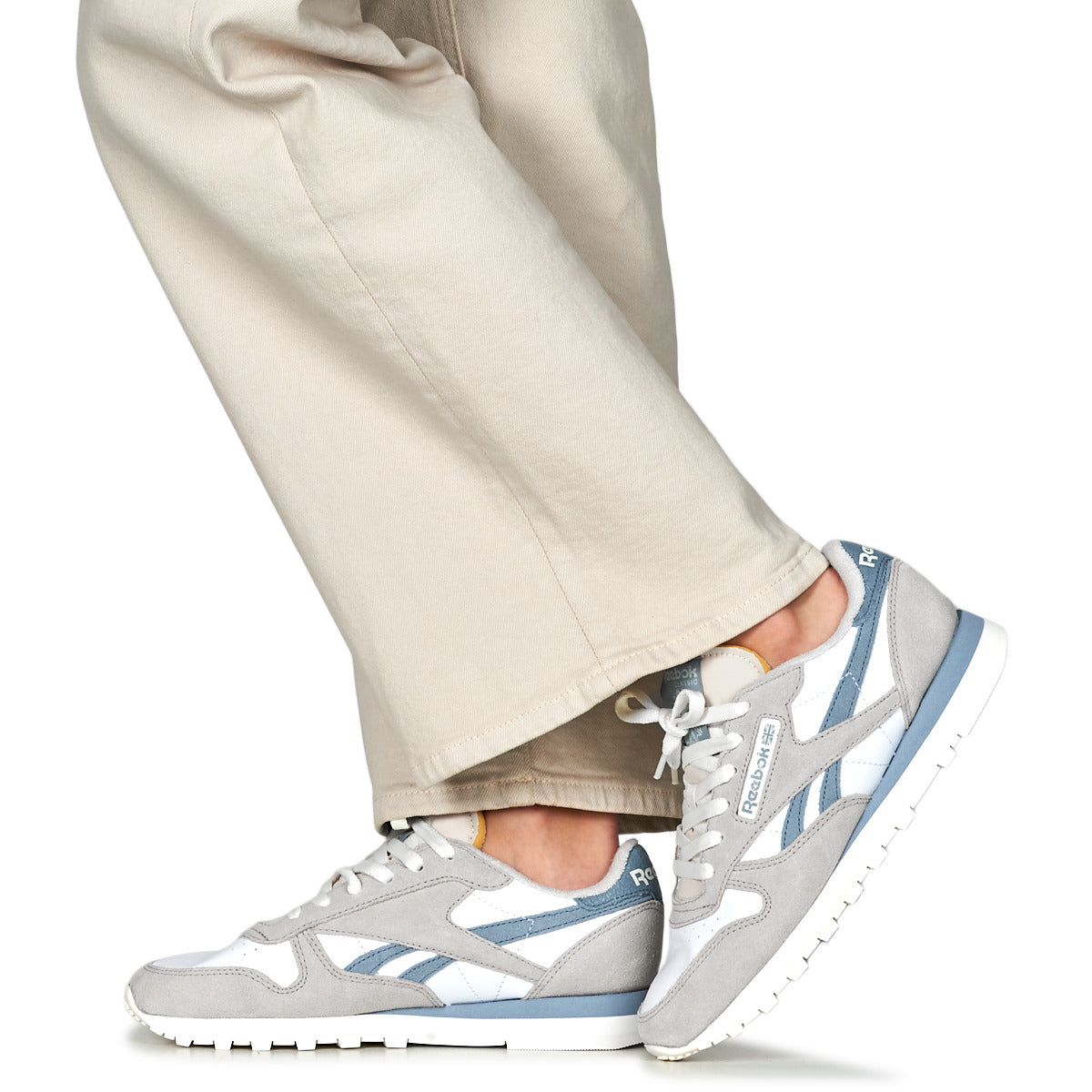 Reebok Classic Leather - Gris/Bleu - Homme - Design rétro stylé - taille 37