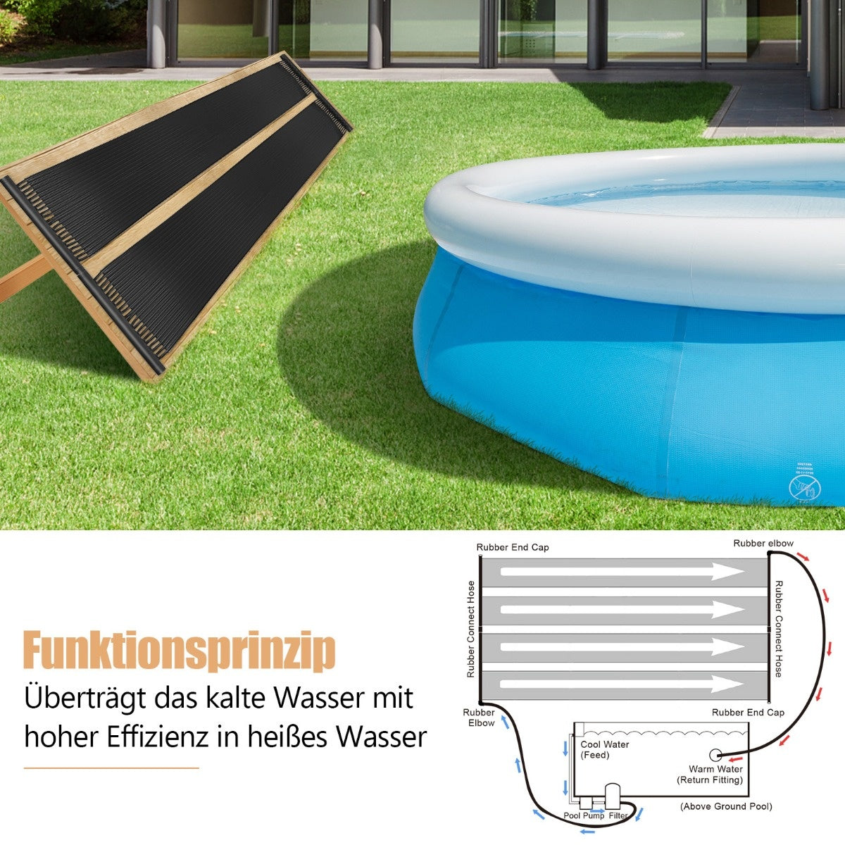 Chauffe-piscine Coast 500 x 75 cm panneaux solaires pour piscines enterrées et hors-sol de 21500 L