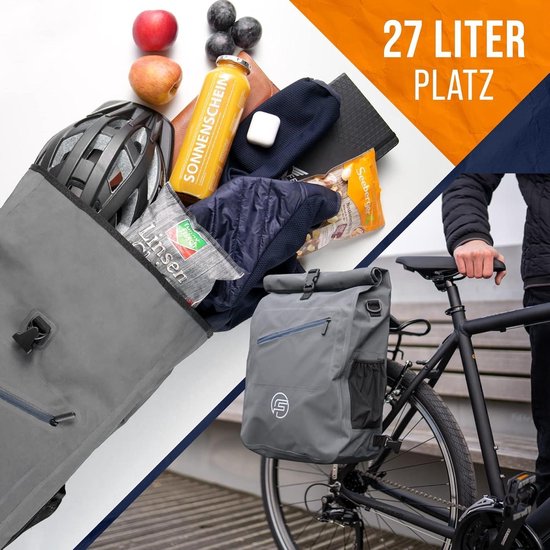 Sacoche de vélo 3-en-1 pour porte-bagages et sac à dos - étanche - 27 litres - réfléchissante - sacoche de selle pour vélo