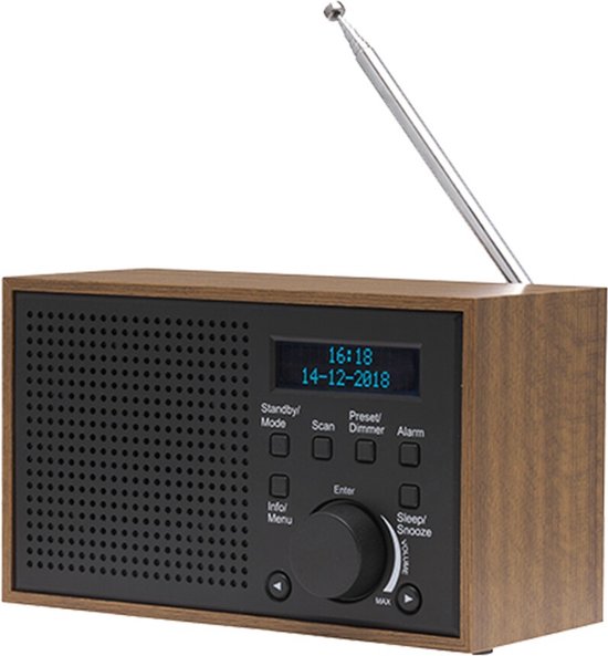 Denver DAB Radio - Radio rétro - Radio de cuisine - Radio portable - Batteries et secteur - DAB46 - Gris foncé