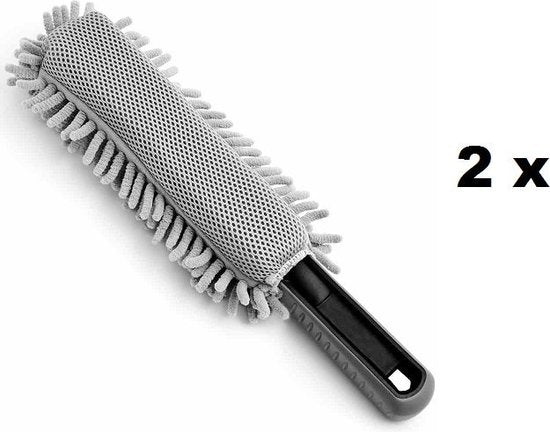 Brosse à rebord - Gris - Microfibre - 34 cm - set de 2 pièces