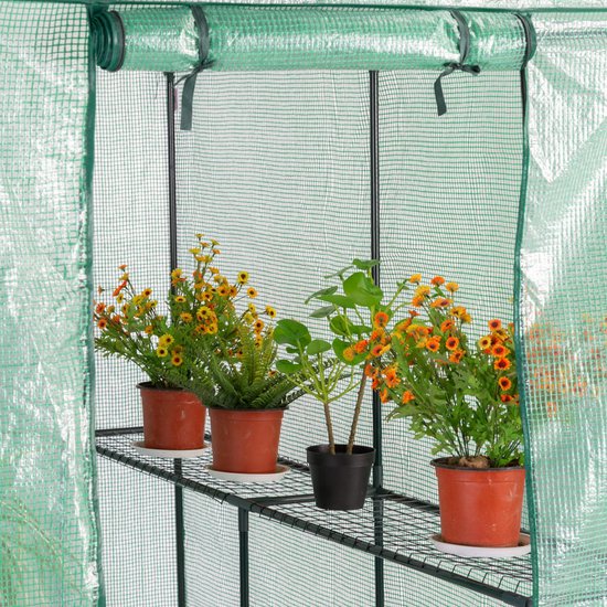 Serre Gardebruk 2.23m² - 4 étagères et 4 fenêtres - 190x186x120cm