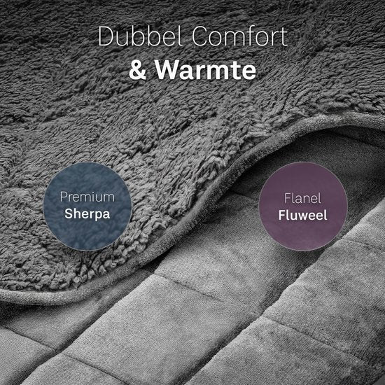 Couverture lestée CozySense® 9 kg - Couverture lestée - Couverture lestée - GLASS-Flow® Distribution de la pression - 135x200 - Velours flanelle & Sherpa - Hypoallergénique - Gris