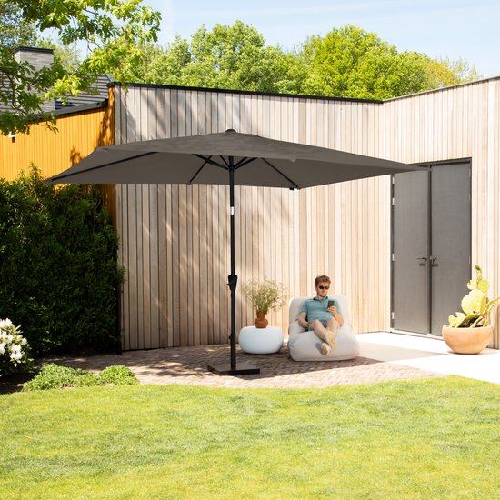 VONROC Premium Parasol Rapallo 200x300cm - Parasol durable - Inclinable - Toile résistante aux UV - Taupe - Housse de protection incluse