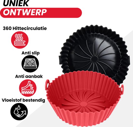 VAIVE Plateau en silicone pour Airfryer ⌀ 20 - Alternative au papier sulfurisé - Accessoires - Plateau à pâtisserie - XXL