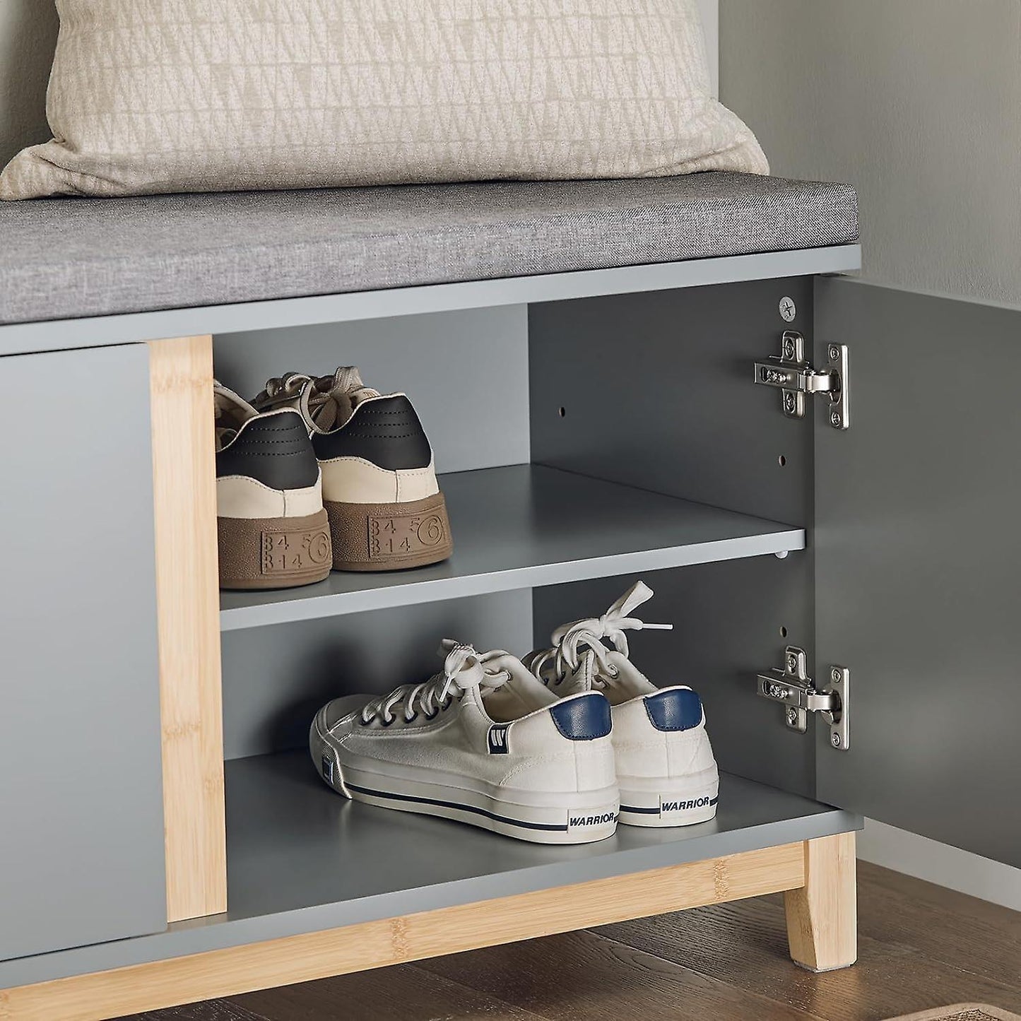 SoBuy Meuble à chaussures - FSR117-HG - MDF & Bambou - Max. 150Kg - 90x34x47cm - Gris