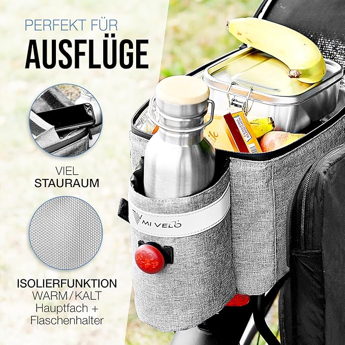 Sac de vélo MIVELO - Imperméable et isolé - 20 litres - Gris