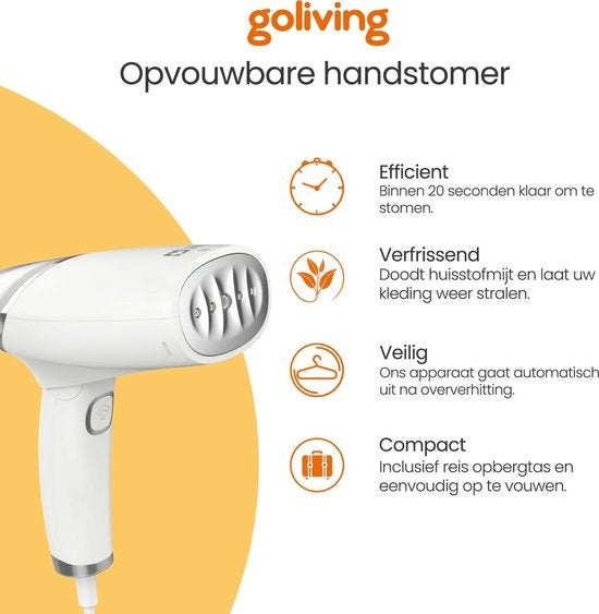 Défroisseur à vêtements Goliving - Défroisseur à main pour vêtements/textiles/tissu - Fer à vapeur - Nettoyeur vapeur à main - Défroisseur à main - Pliable - Pochette de voyage incluse - Vert