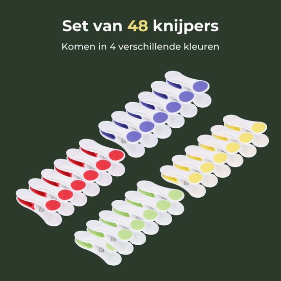 Gandria Pinces à linge 48 pièces - Pinces à linge en plastique - Lot de 48 pinces à linge en plastique - Pinces à linge pour portemanteau 10 Kg - 4 Couleurs