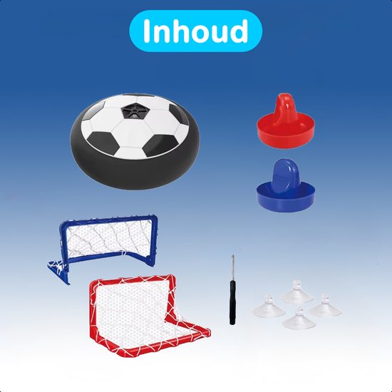 Tech Essentials® Mini Airhockey Game Football Edition - Hover Ball - Jeux pour enfants - Jouets de vacances - Jeux de voyage - Football de table - Tous âges - Intérieur - Palet - Table de jeu - Rouge et bleu