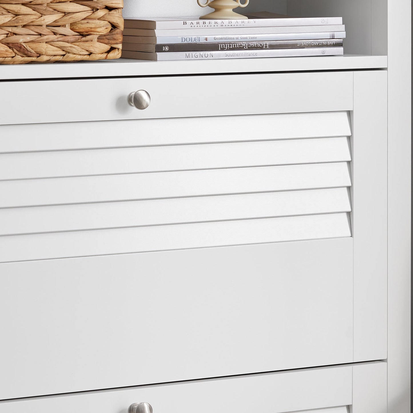 SoBuy Meuble à chaussures - 2 abattants - classique - 80 x 25 x 108 cm - blanc