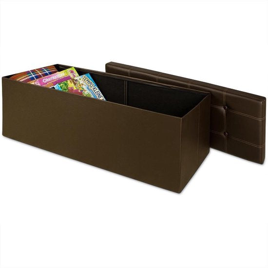Banc de rangement Casaria - 115x40x40cm 131L Faux cuir - Marron
