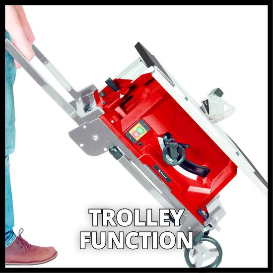 Table de sciage électrique Einhell TE-TS 250 UF - 2000 W - Ø 250 mm - Châssis pliable avec fonction chariot - Lame de scie à 48 dents incluse