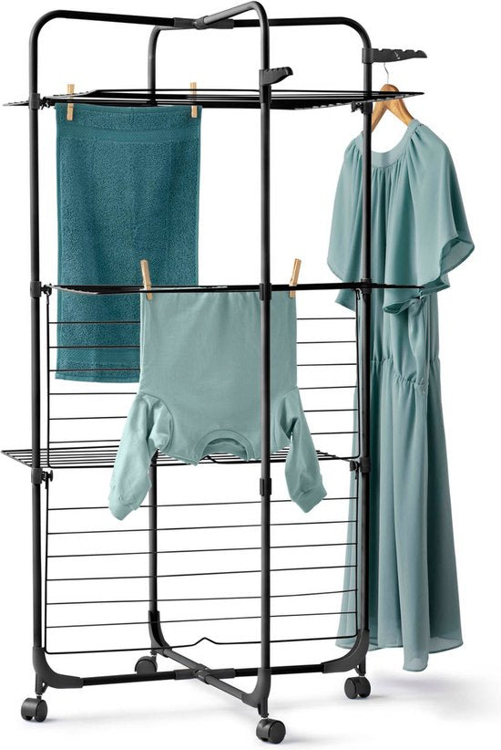 Blokker Séchoir Pliable - 30m - 122cm de Haut - Mascarene - Noir